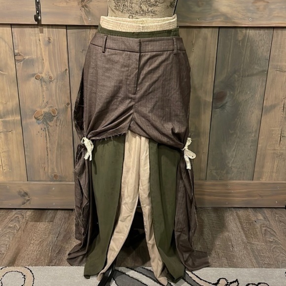 Handcrafted 4 layer upcycled/gypsy/pirate/medieval renaissance skirt bottom M/L - Picture 4 of 15